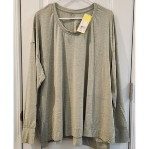 All in Motion Women's Plus Size 2X Green Poly Spandex Long Sleeve Thumbhole Top